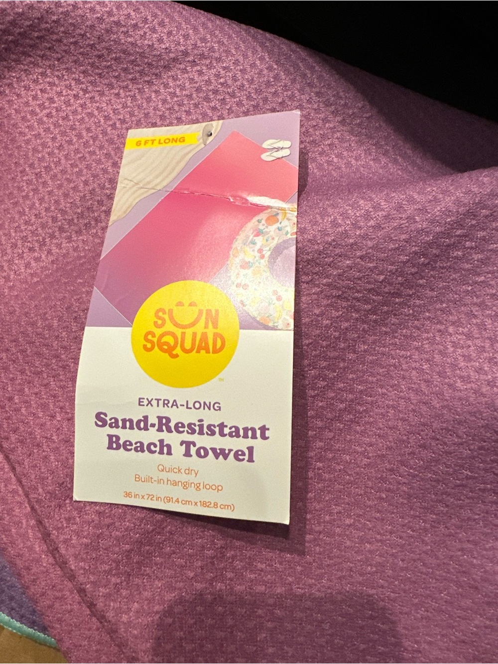 Sun Squad Extra-Long Sand-Resistant Beach Towel - Purple